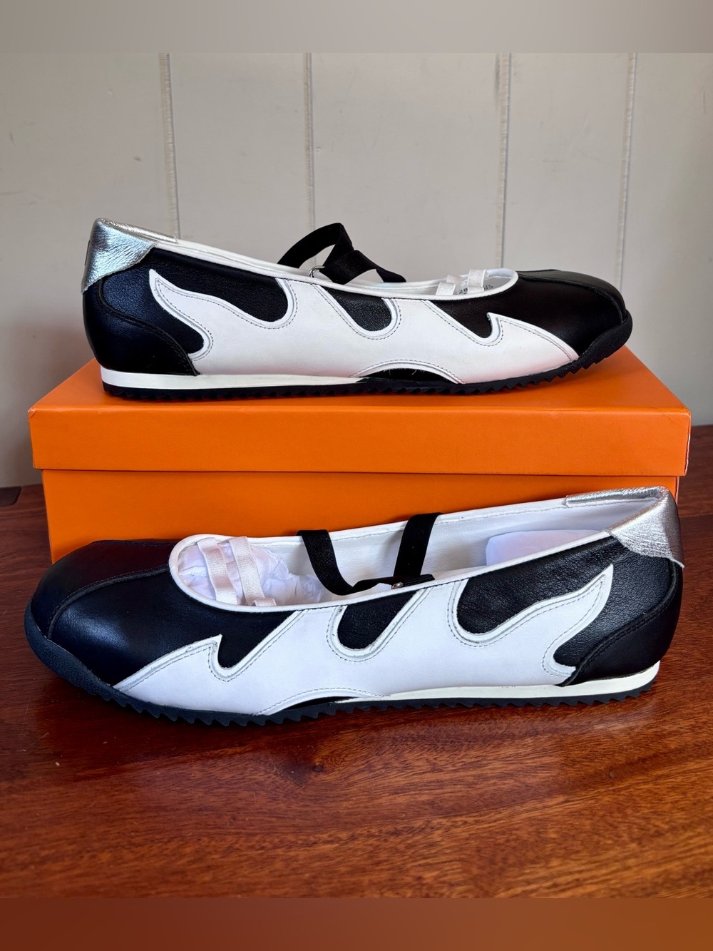 New in Box Black & White Slip-On Ballet Sneakers - Sneakerina